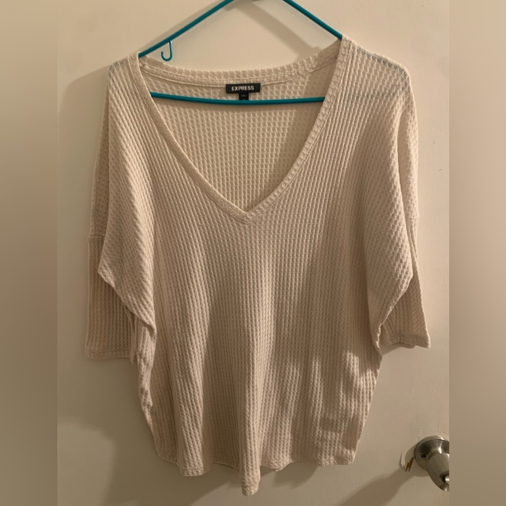 Express Cream Sweater - V Neck
